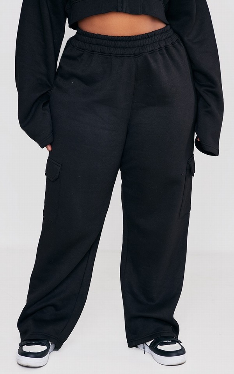 Pantaloni De Trening Pretty Little Thing Plus Cargo Largi Legpant Negrii | IHNS75218