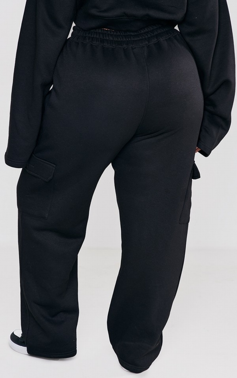Pantaloni De Trening Pretty Little Thing Plus Cargo Largi Legpant Negrii | IHNS75218