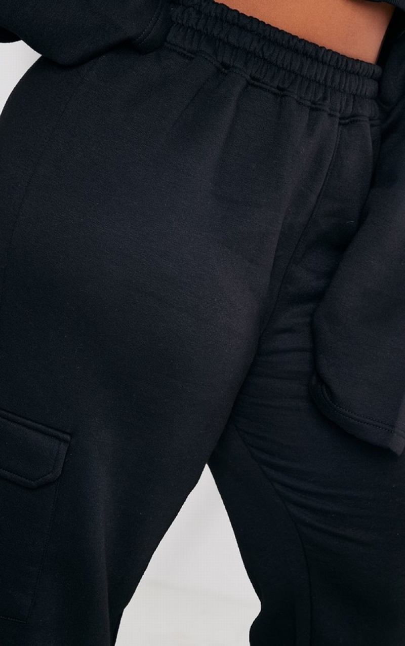 Pantaloni De Trening Pretty Little Thing Plus Cargo Largi Legpant Negrii | IHNS75218