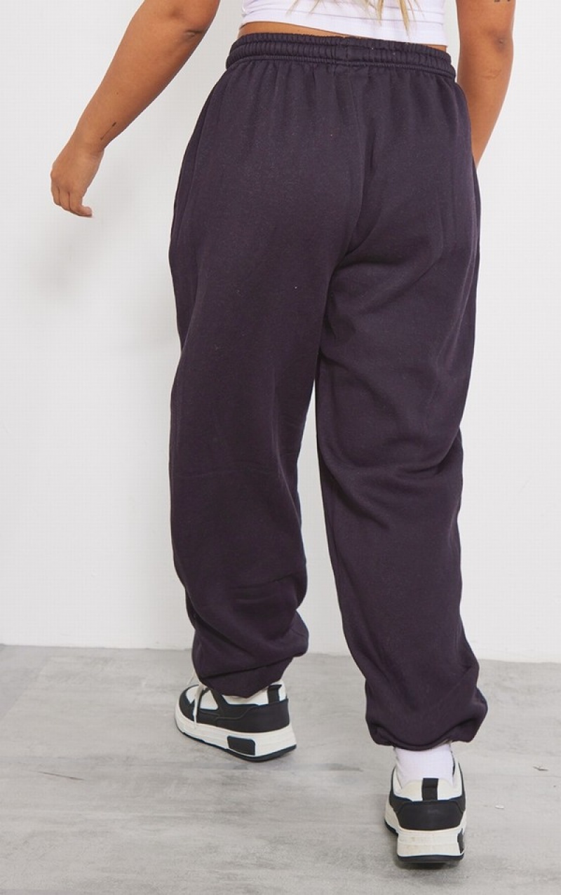 Pantaloni De Trening Pretty Little Thing Pintuck Detail Oversized Negrii | EVAW82190
