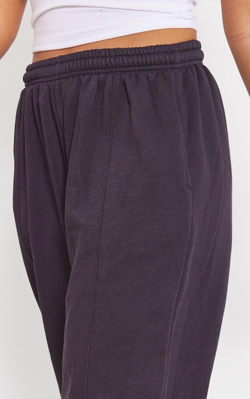 Pantaloni De Trening Pretty Little Thing Pintuck Detail Oversized Negrii | EVAW82190
