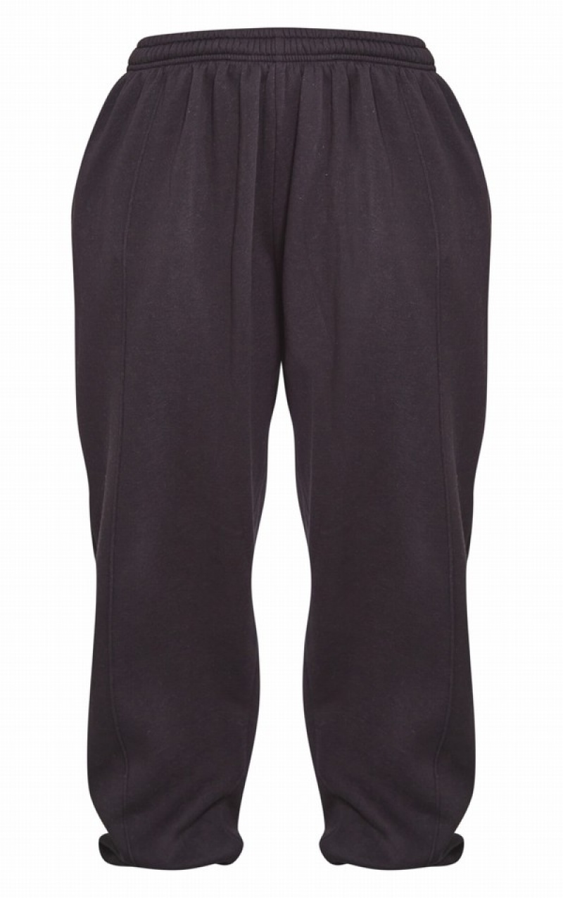 Pantaloni De Trening Pretty Little Thing Pintuck Detail Oversized Negrii | EVAW82190