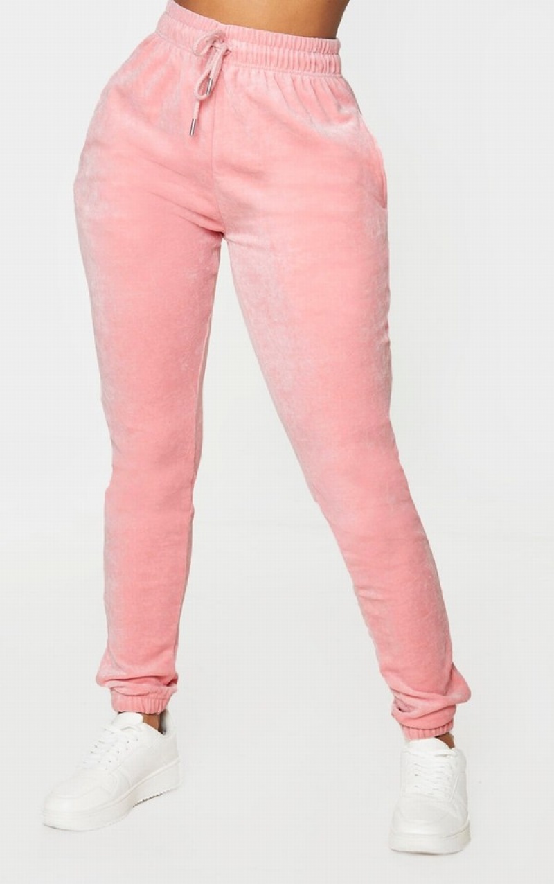 Pantaloni De Trening Pretty Little Thing Shape Dusty Velour Slab Roz | MUFN15438