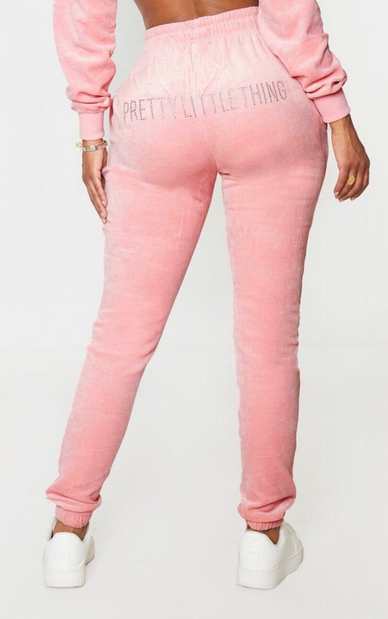 Pantaloni De Trening Pretty Little Thing Shape Dusty Velour Slab Roz | MUFN15438