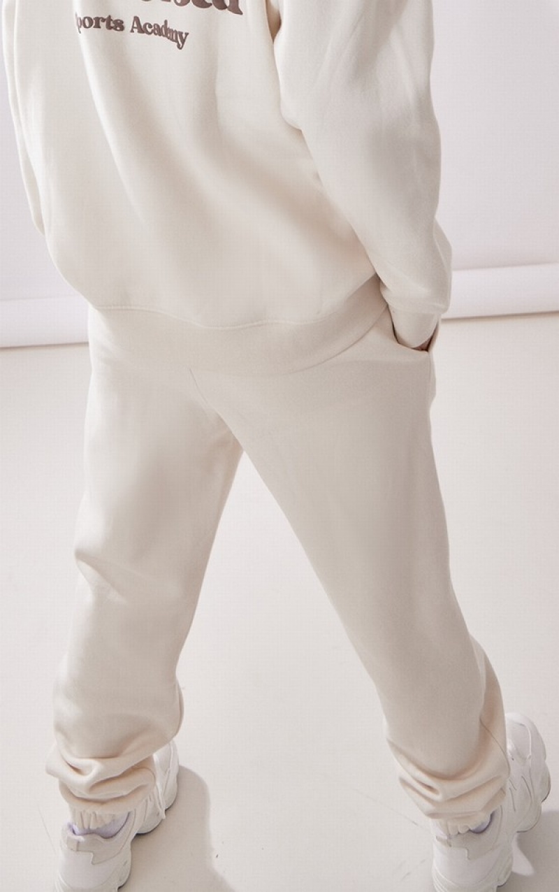Pantaloni De Trening Pretty Little Thing Premium Sand Sports Academy Puff Print Oversized Maro | PQIU72548