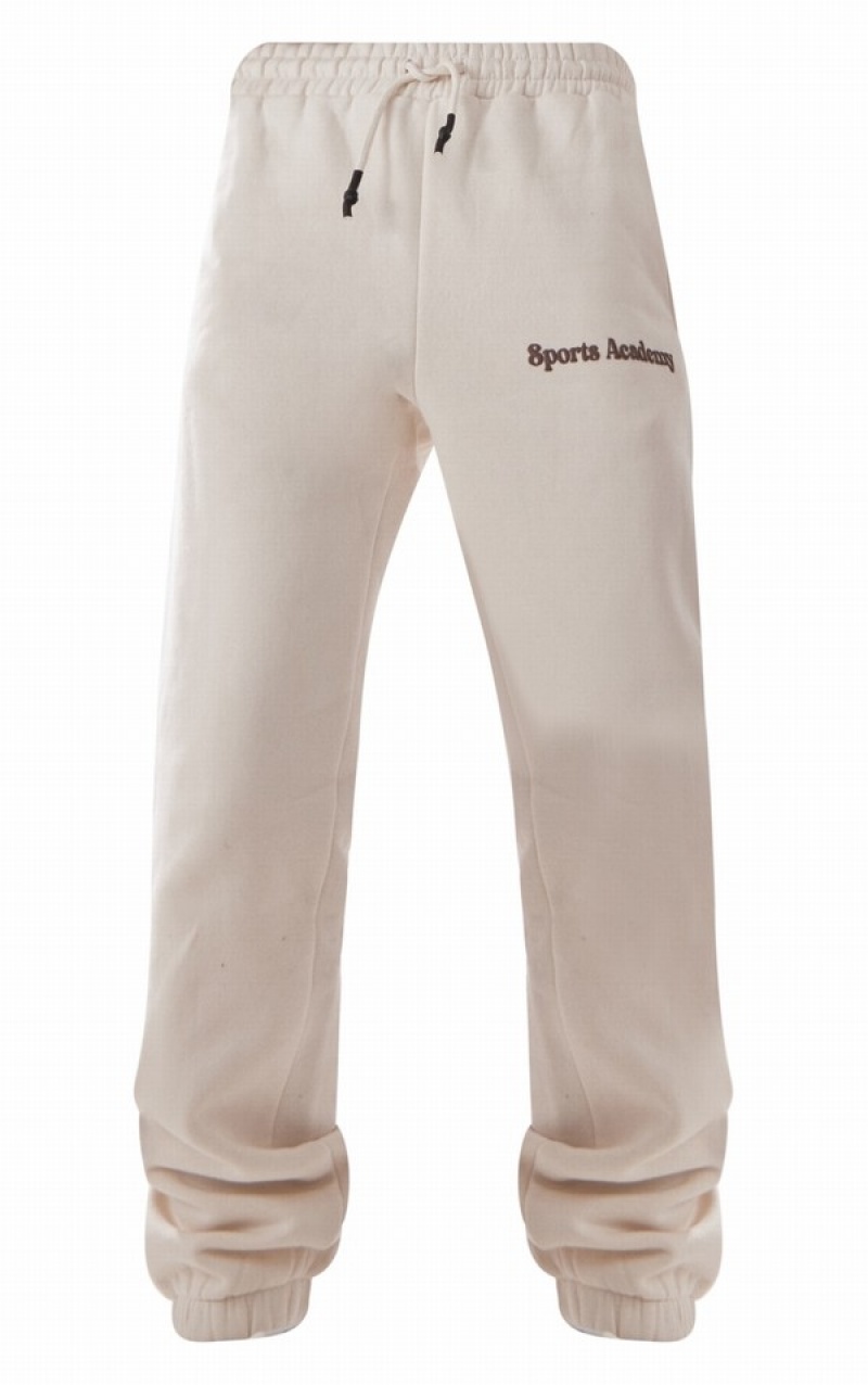 Pantaloni De Trening Pretty Little Thing Premium Sand Sports Academy Puff Print Oversized Maro | PQIU72548