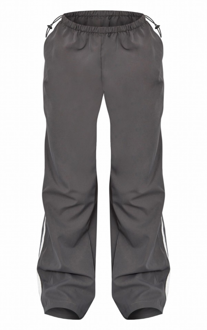 Pantaloni De Trening Pretty Little Thing Charcoal Toggle Talie Side Stripe Low Rise Track Gri | WLJQ80652