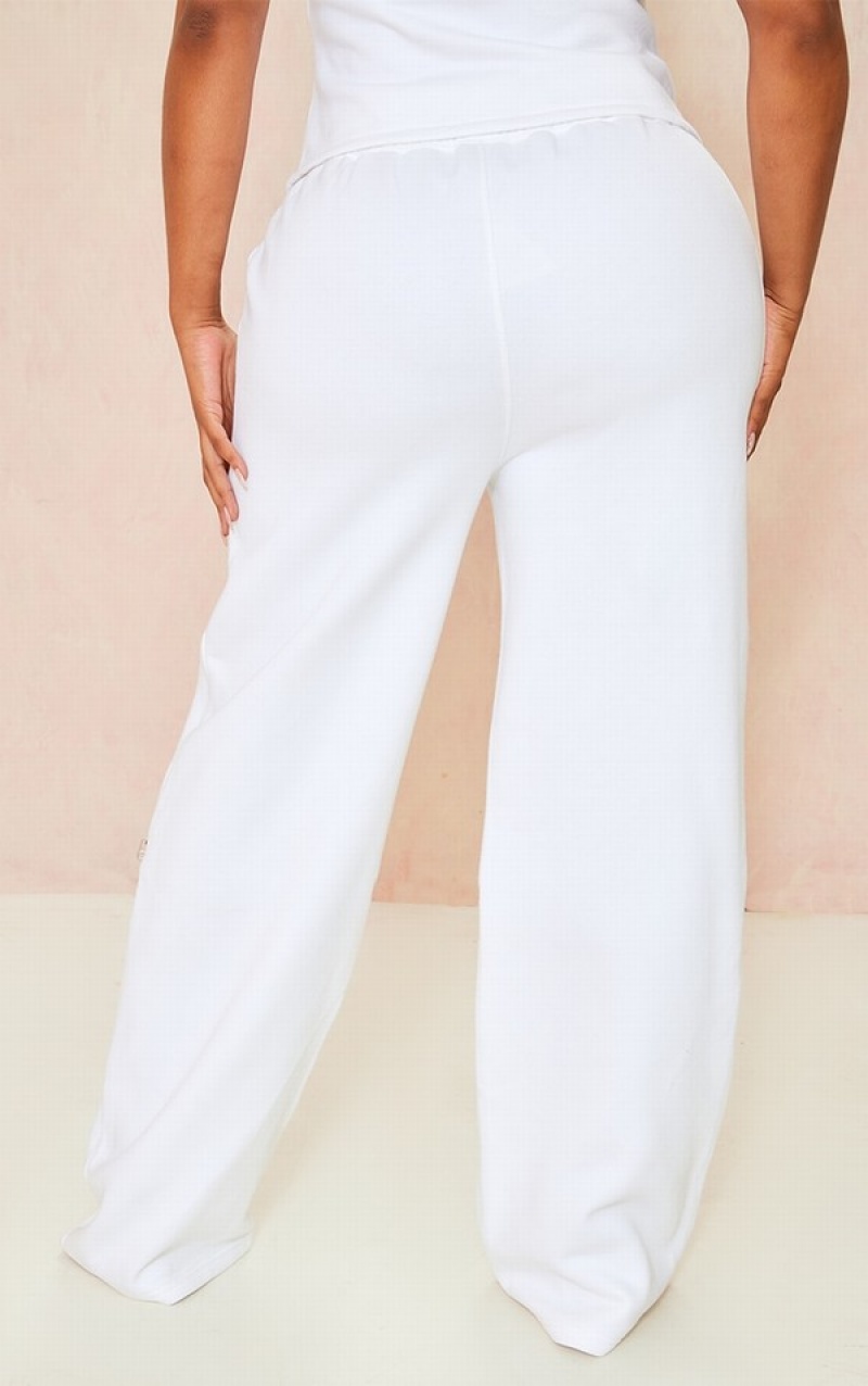Pantaloni De Trening Pretty Little Thing Shape Utility Zip Front Largi Leg Albi | XIEL45830