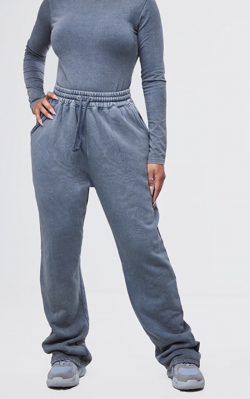 Pantaloni De Trening Pretty Little Thing Shape Washed Charcoal Drawstring Largi Leg Gri | CLGH81345