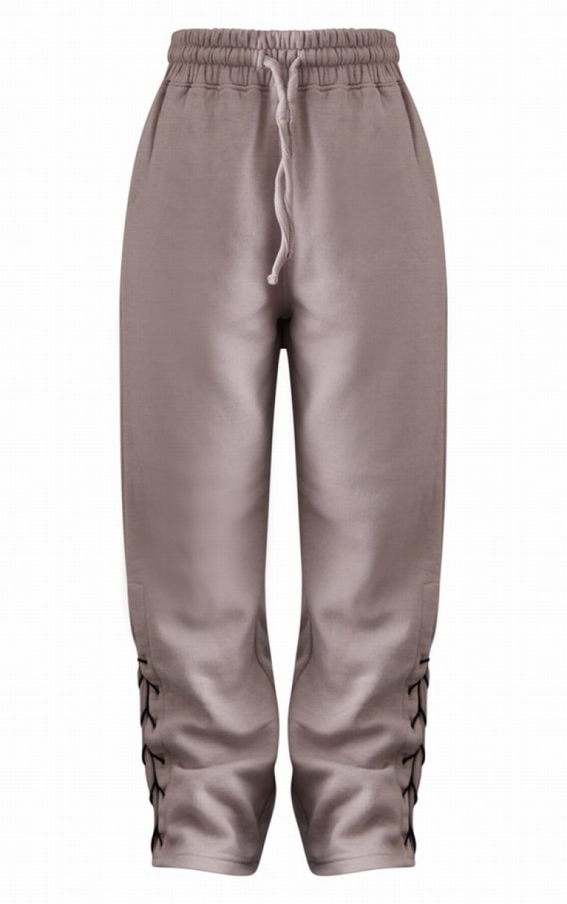 Pantaloni De Trening Pretty Little Thing Petite Ash Tie Side Gri | VRHN15028
