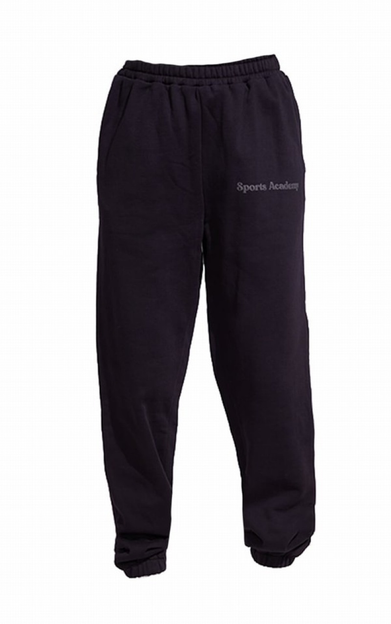 Pantaloni De Trening Pretty Little Thing Premium Coal Sports Academy Puff Print Oversized Negrii | MZST12689