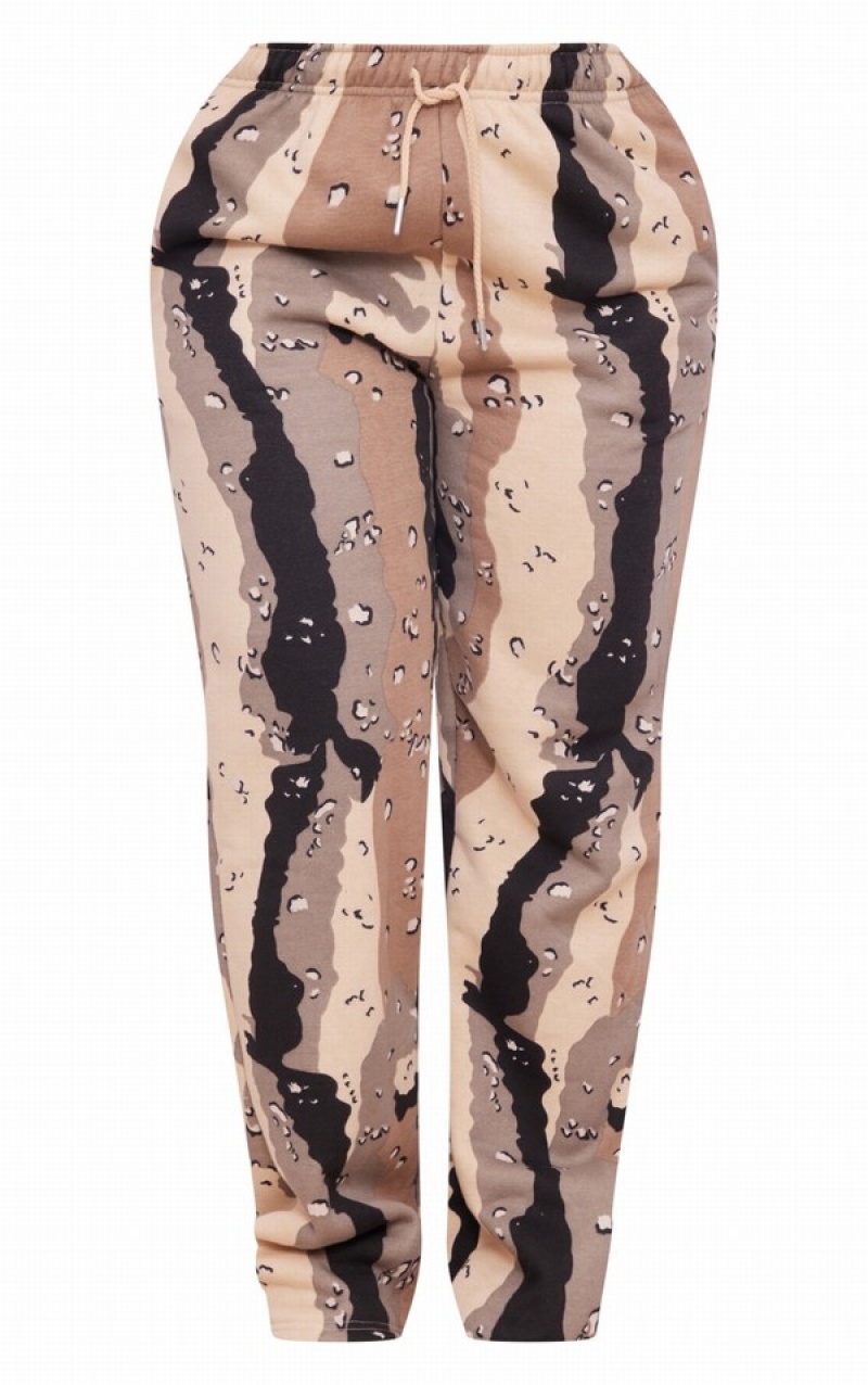 Pantaloni De Trening Pretty Little Thing Shape Stone Drept Leg Camo Gri | NMPL30946