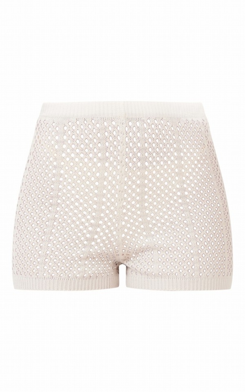 Pantaloni Scurti Pretty Little Thing Crochety Albi | SVMG61230