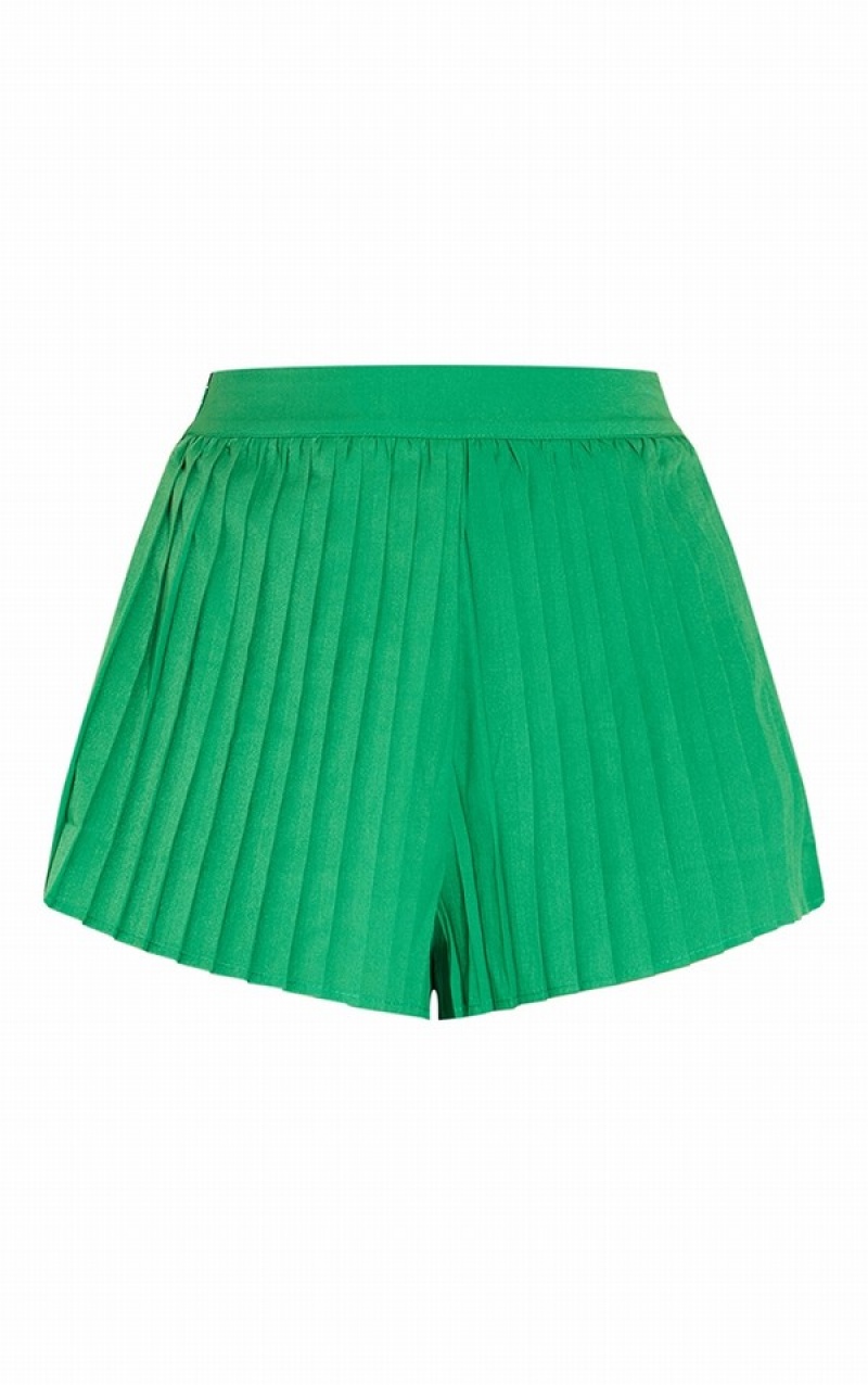 Pantaloni Scurti Pretty Little Thing Plisat Floaty Verzi | UOEJ97162
