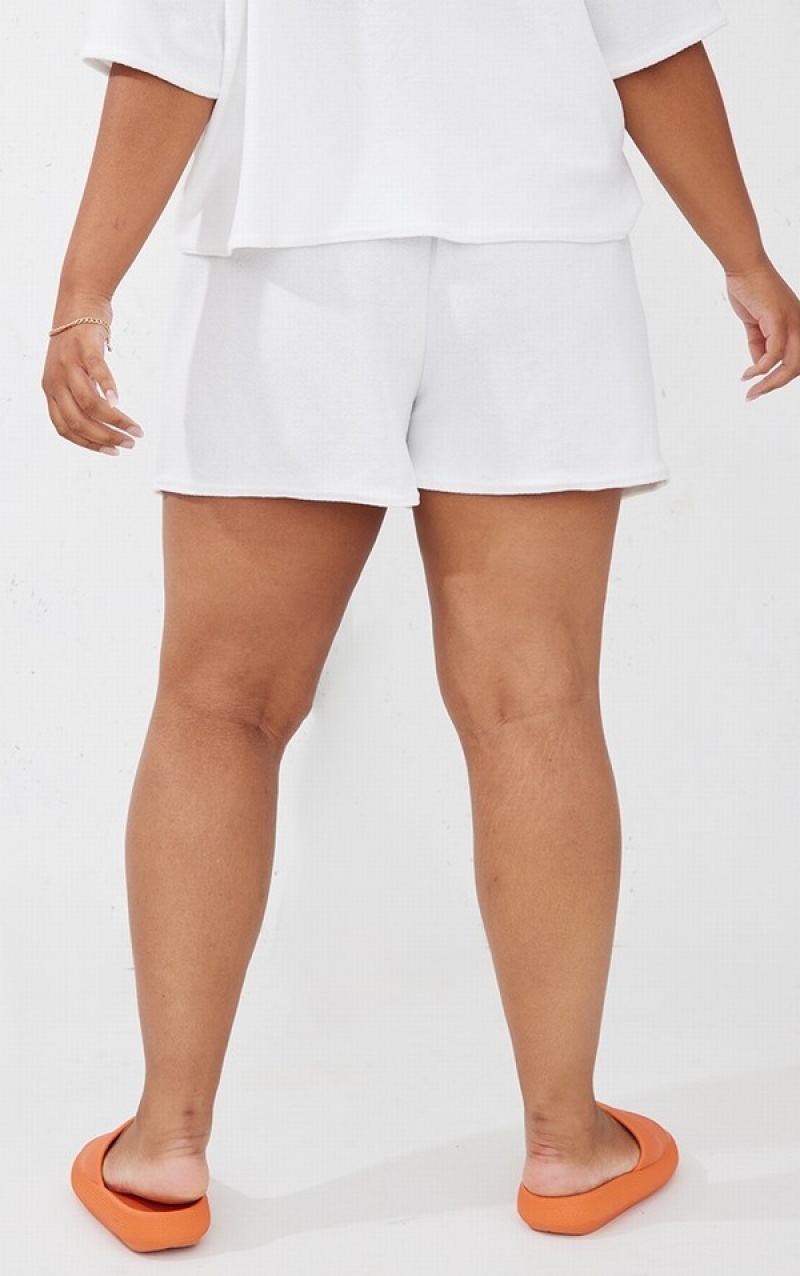 Pantaloni Scurti Pretty Little Thing RENEW Plus Towelling Button Up Floaty Albi | GOQZ07463