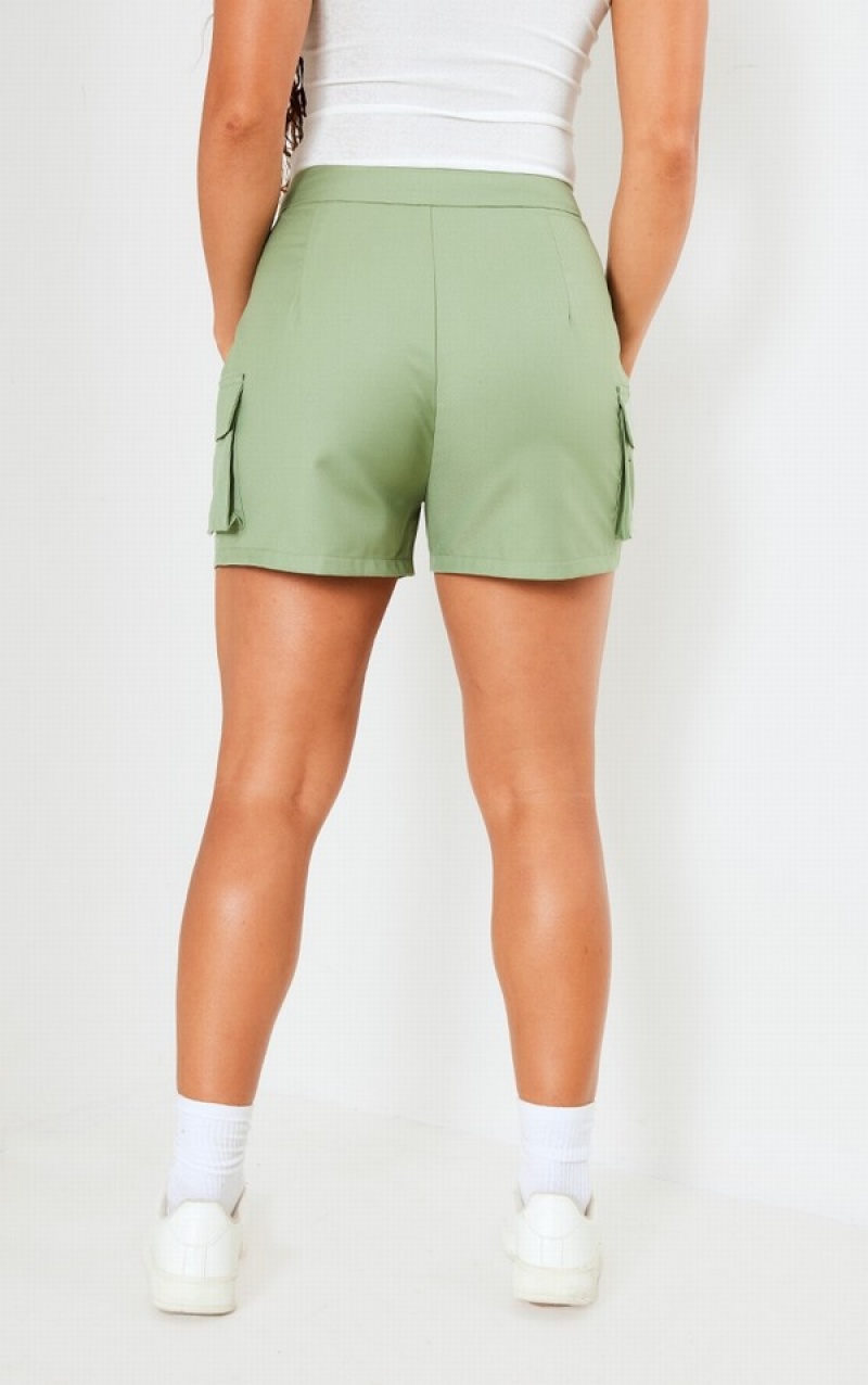 Pantaloni Scurti Pretty Little Thing TailoPocket Cargo Kaki | QVWB38450