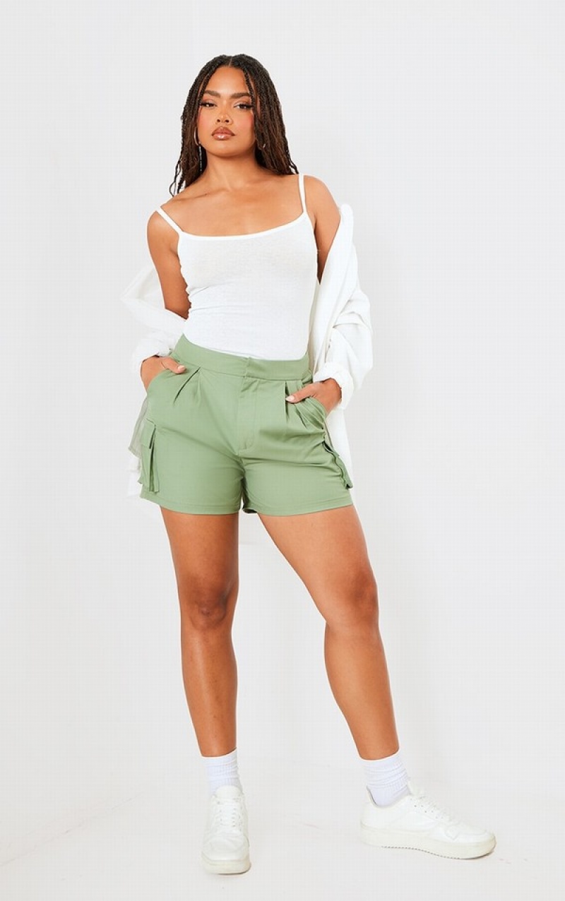 Pantaloni Scurti Pretty Little Thing TailoPocket Cargo Kaki | QVWB38450