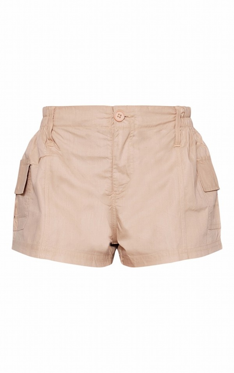 Pantaloni Scurti Pretty Little Thing Taupe Usori Low Rise Cargo Gri Maro | EYXL41096