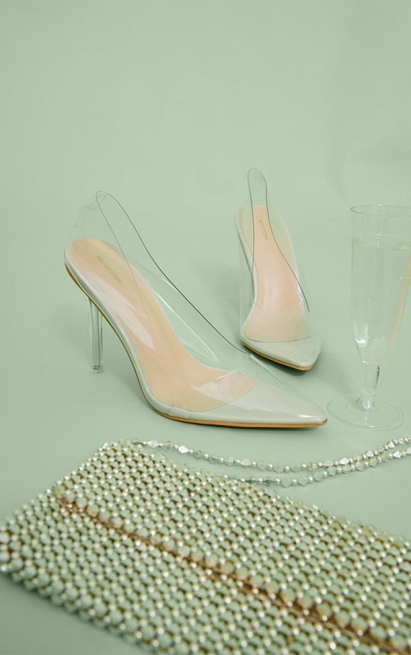 Pantofi Cu Toc Pretty Little Thing CleaCourt Masline Verzi | UAGI92481