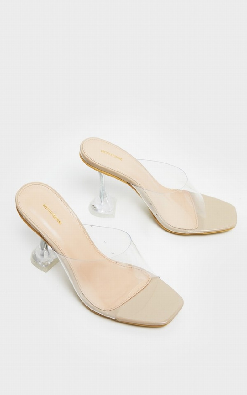 Pantofi Cu Toc Pretty Little Thing Nude Clear Cake Stand Bej | RKID64132