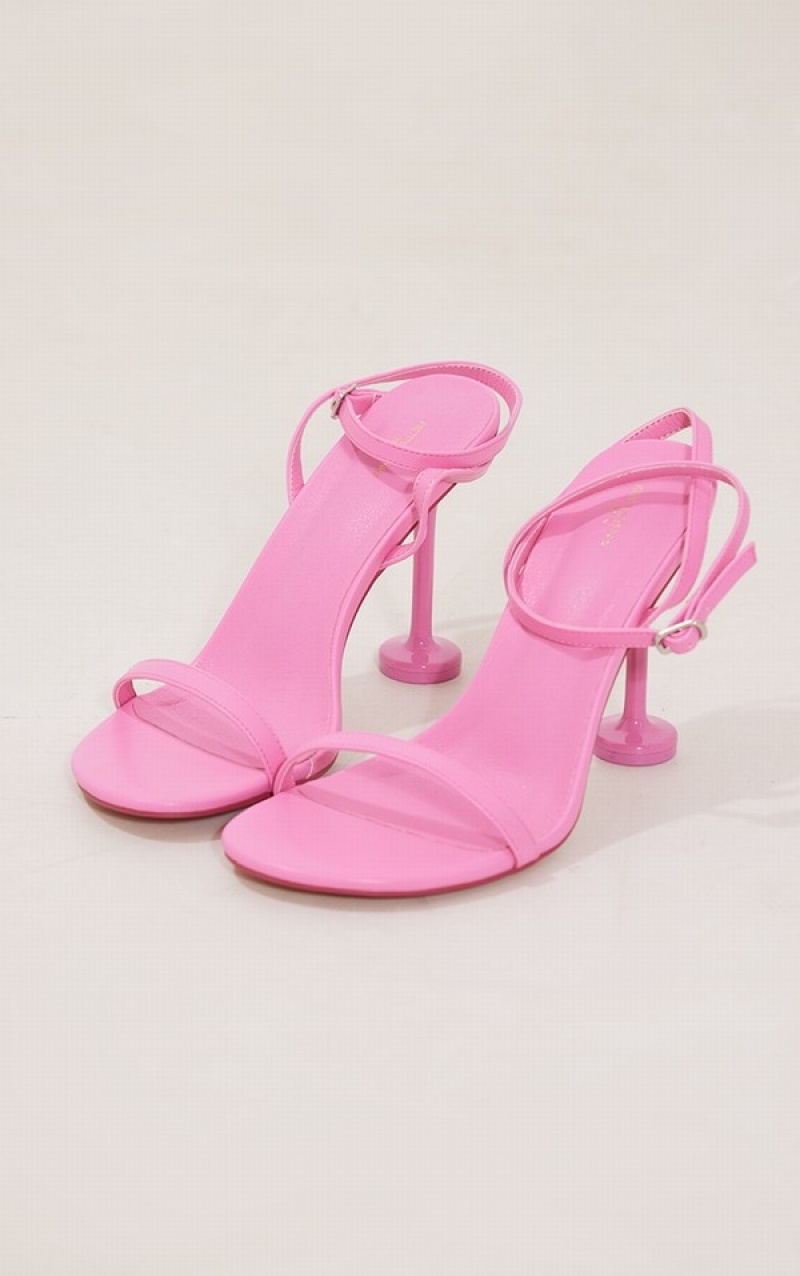Pantofi Cu Toc Pretty Little Thing PU Round Bombeu Barely There High Roz | TAWO38741