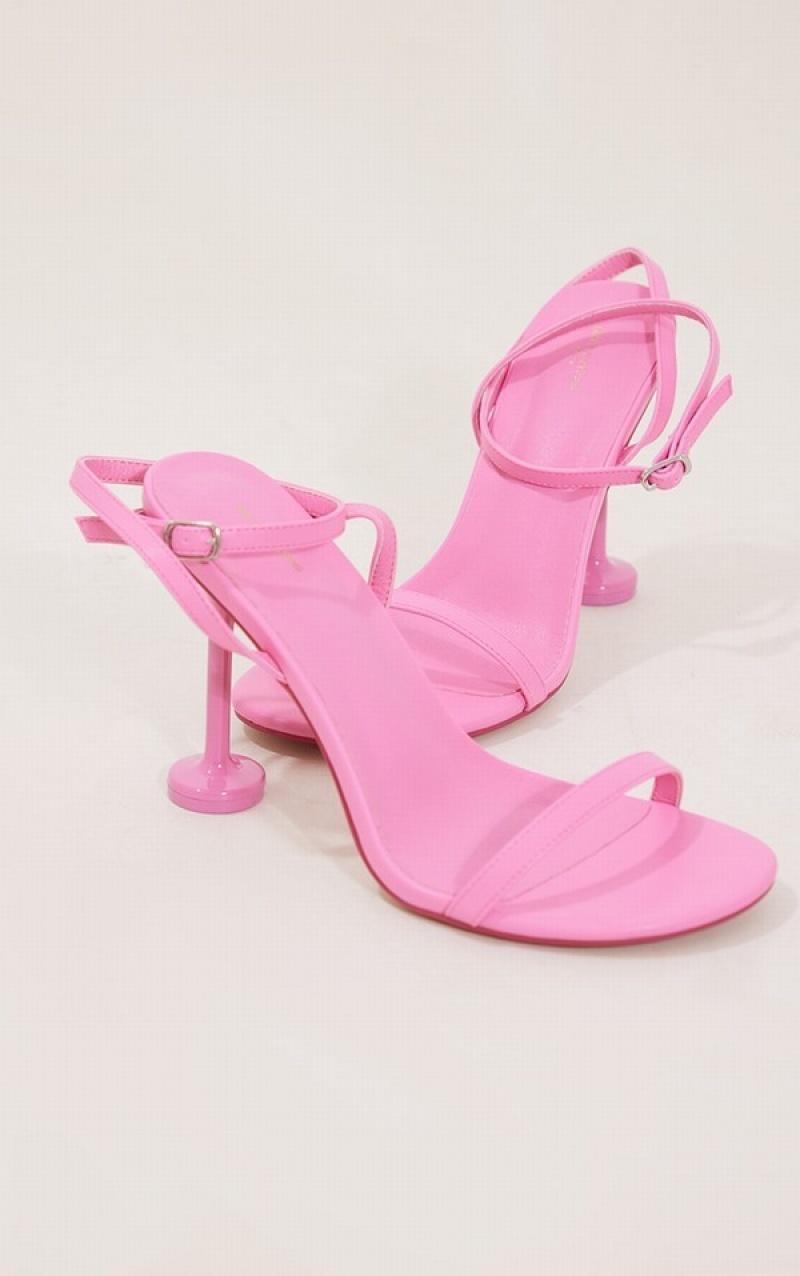 Pantofi Cu Toc Pretty Little Thing PU Round Bombeu Barely There High Roz | TAWO38741