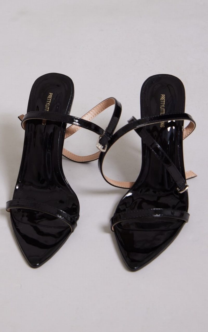 Pantofi Cu Toc Pretty Little Thing Pu Pointed Bombeu Barely There Metal High Negrii | DZTF67832