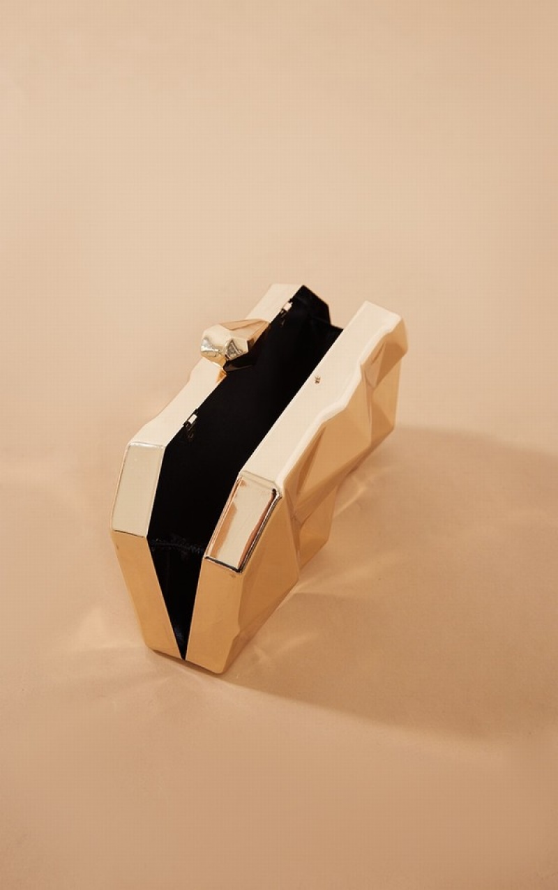 Poșete Pretty Little Thing Geometric Box Aurii | OZKB62419