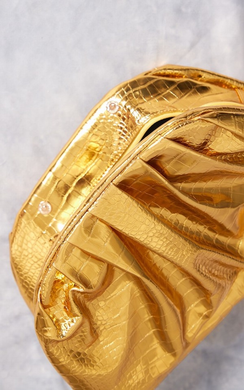 Poșete Pretty Little Thing Metallic Slouchy Aurii | XKMN75684