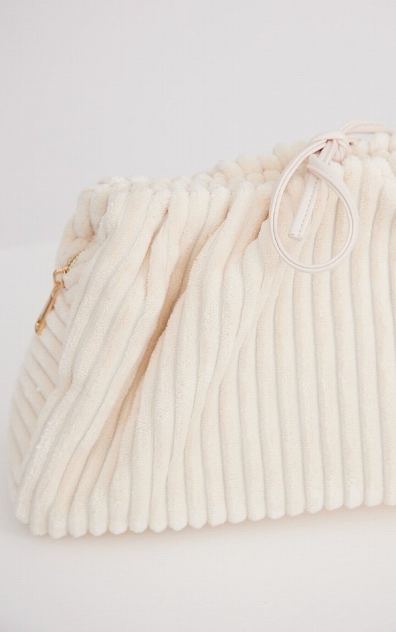 Poșete Pretty Little Thing Soft Rib Slouchy Albi | TSBE94851