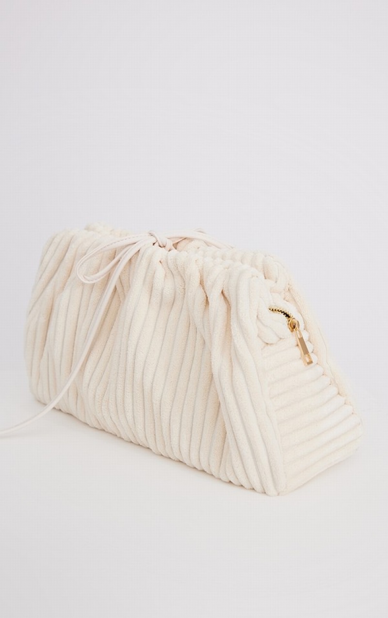 Poșete Pretty Little Thing Soft Rib Slouchy Albi | TSBE94851