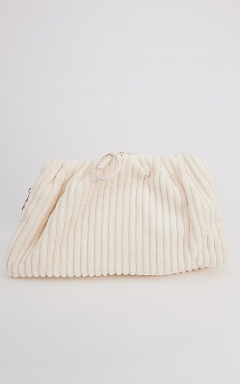 Poșete Pretty Little Thing Soft Rib Slouchy Albi | TSBE94851