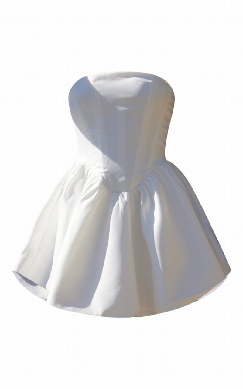 Rochie Pretty Little Thing BRIDAL Satin Bandeau Corset Skater Albi | MZAB64958