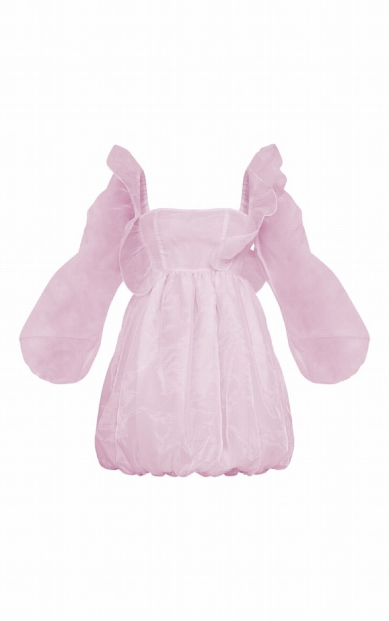 Rochie Pretty Little Thing Baby Organza Balloon Sleeve Puffball Roz | CXVG48761