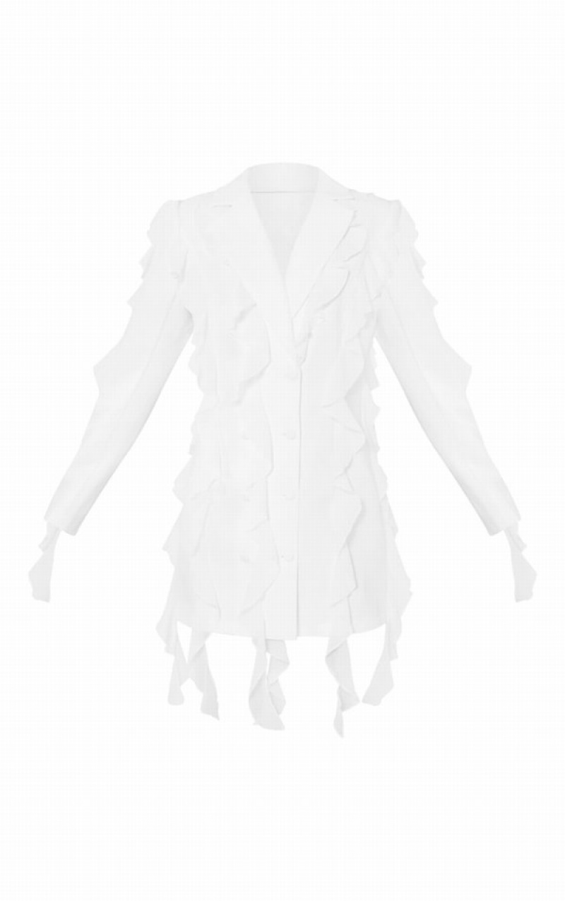 Rochie Pretty Little Thing Chiffon Frill Detail Albi | SKLN24168