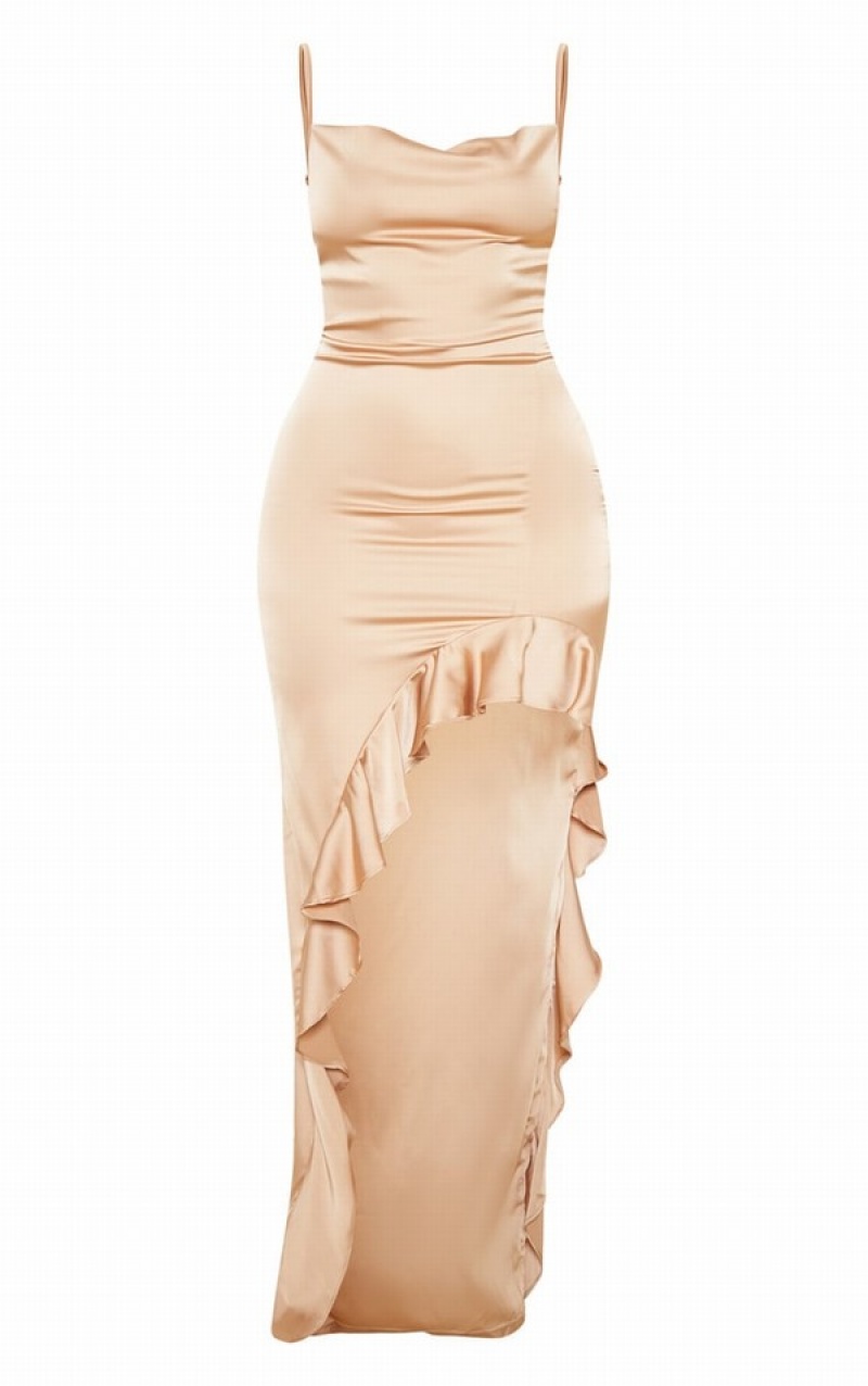 Rochie Pretty Little Thing Cowl Neck Frill Hem Maxi Aurii | LUZE29784