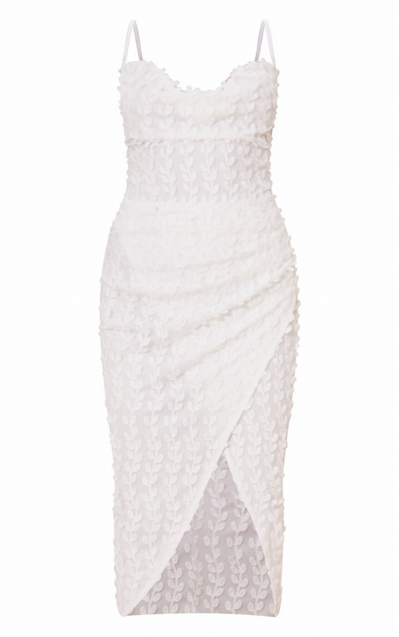 Rochie Pretty Little Thing Dantela Cowl Neck Dantela Up Back Albi | LIMK41836