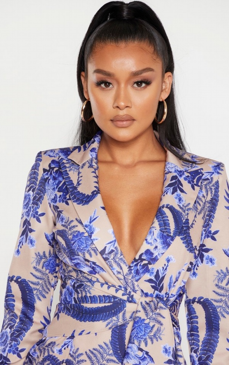 Rochie Pretty Little Thing Nude Floral Wrap Detail Bej | SEBU89201
