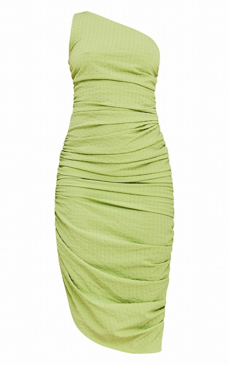 Rochie Pretty Little Thing One Shoulder TextuRuched Verzi | FUIC51327