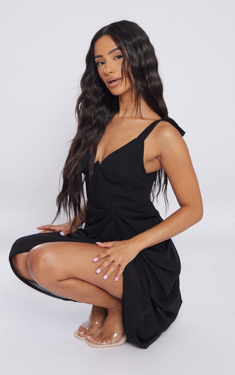 Rochie Pretty Little Thing Petite Underwire Detail Draped Negrii | MQIT94218