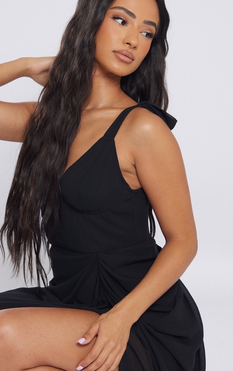 Rochie Pretty Little Thing Petite Underwire Detail Draped Negrii | MQIT94218