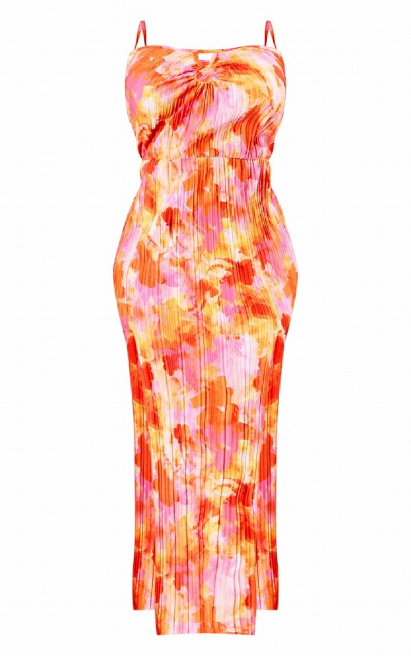 Rochie Pretty Little Thing Plus Multi Printed Split Maxi Colorati | STQR64371