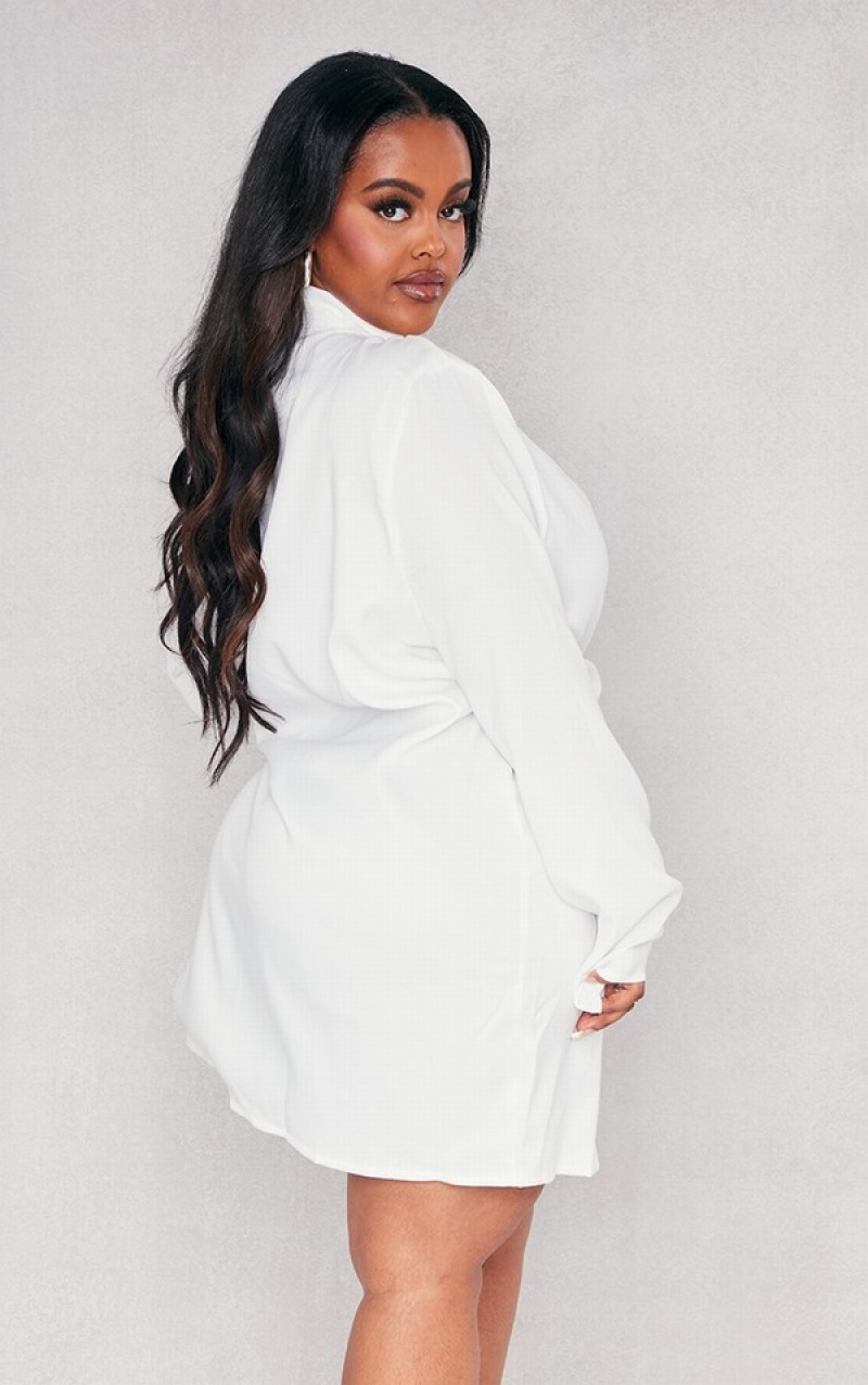 Rochie Pretty Little Thing Plus Oversized Double Breasted Albi | RSKT60423