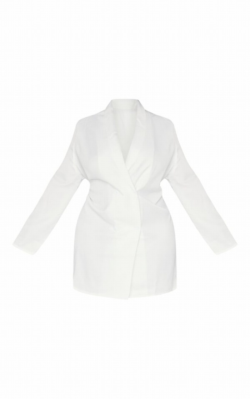 Rochie Pretty Little Thing Plus Oversized Double Breasted Albi | RSKT60423