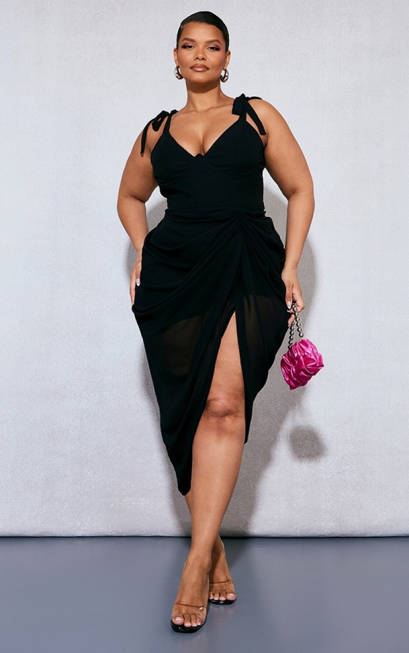 Rochie Pretty Little Thing Plus Underwire Detail Draped Negrii | ZFKI10594