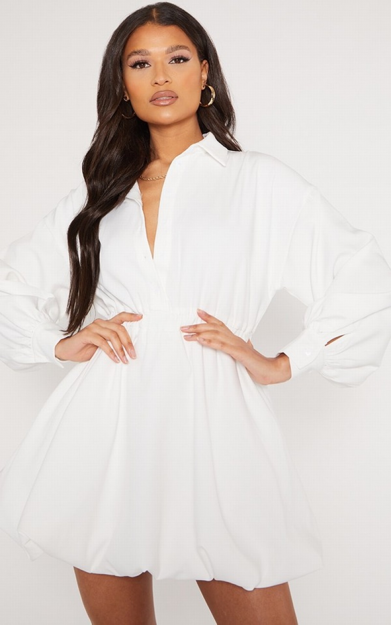 Rochie Pretty Little Thing Puffball Hem Albi | EBKZ98305