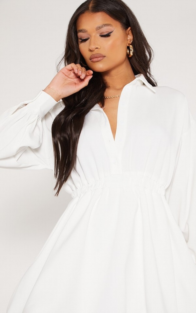 Rochie Pretty Little Thing Puffball Hem Albi | EBKZ98305