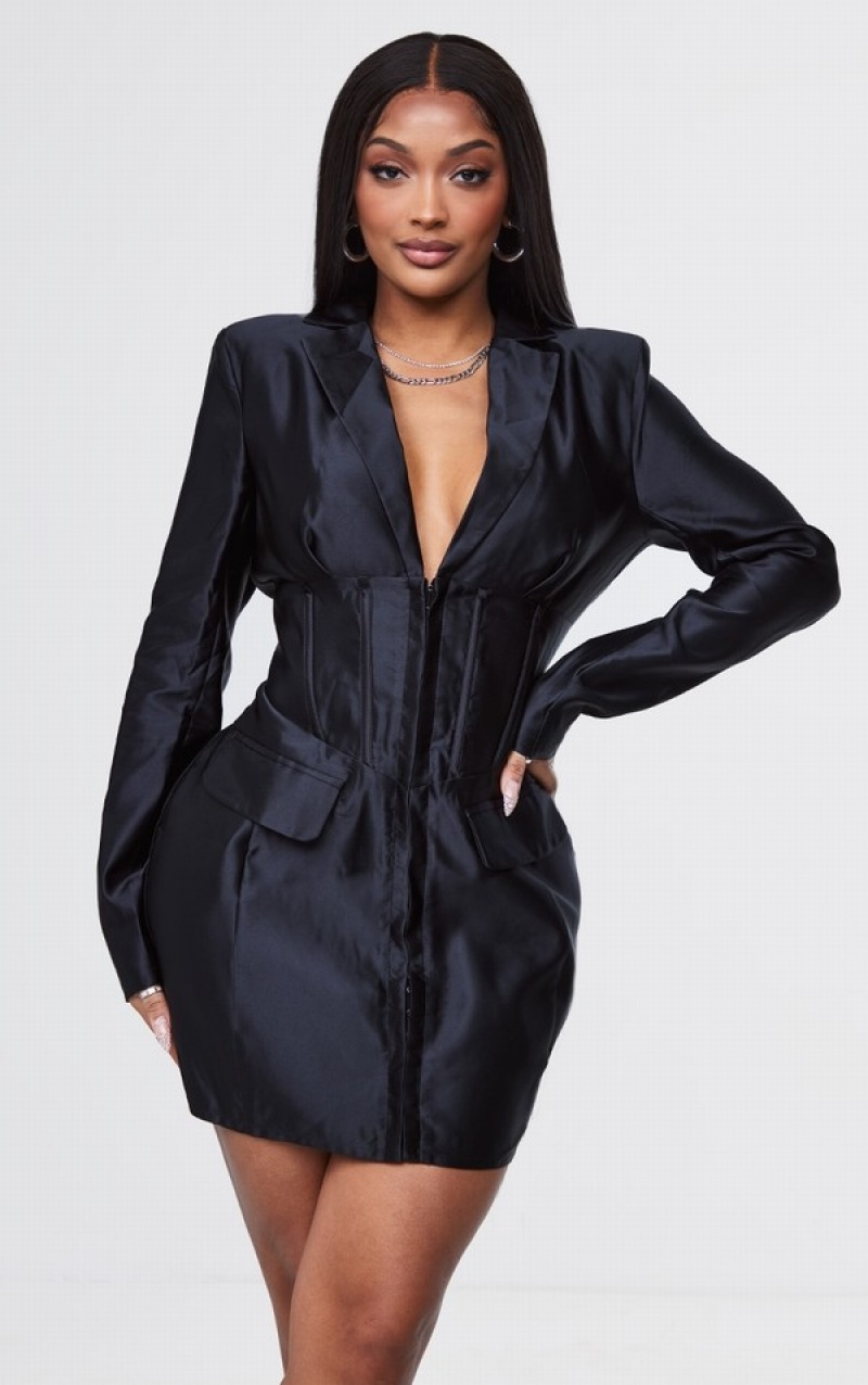 Rochie Pretty Little Thing Shape Satin Corset Detail Negrii | ZTAL30478