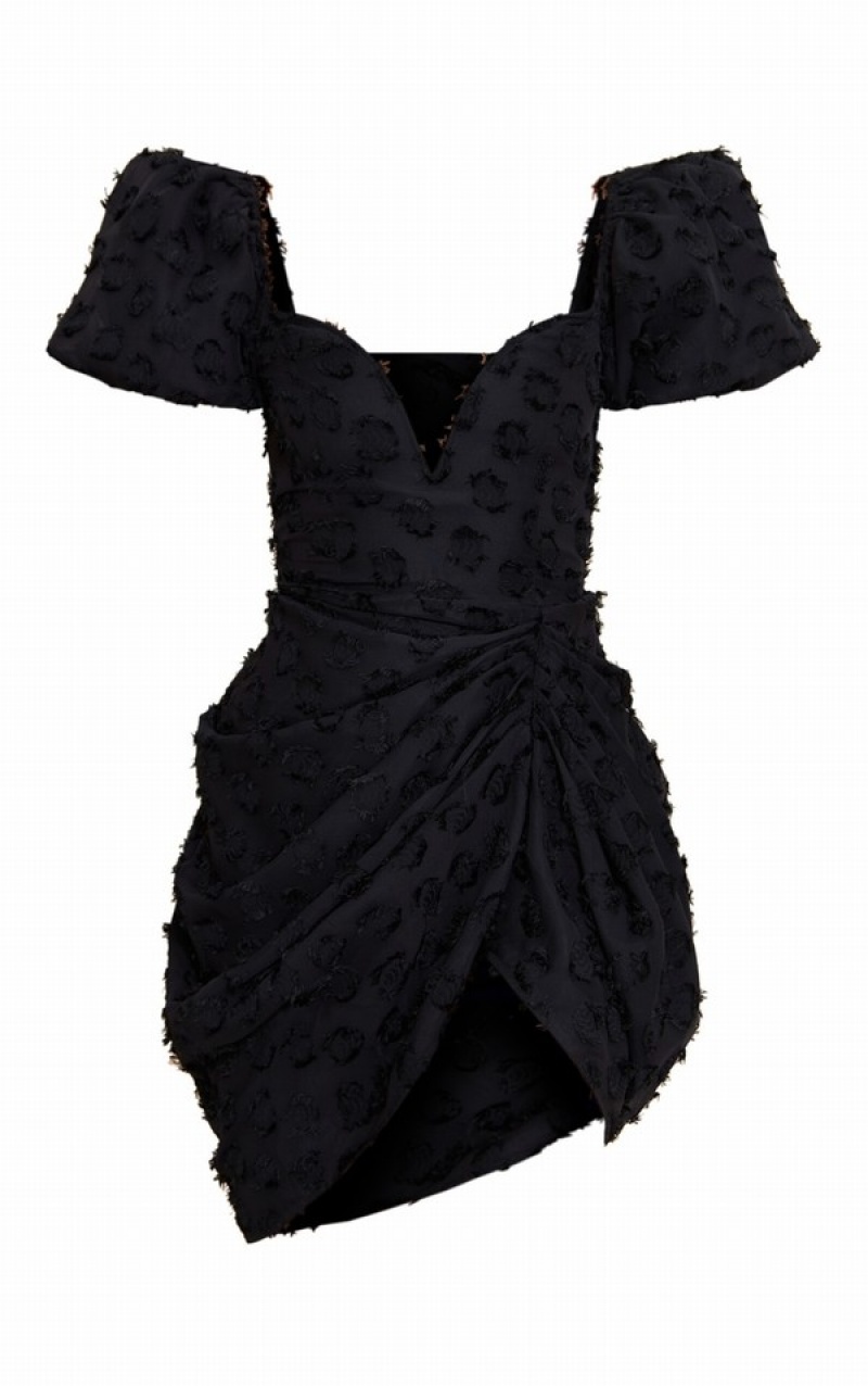 Rochie Pretty Little Thing TextuUnderwiPlunge Drape Bodycon Negrii | CNKT35610