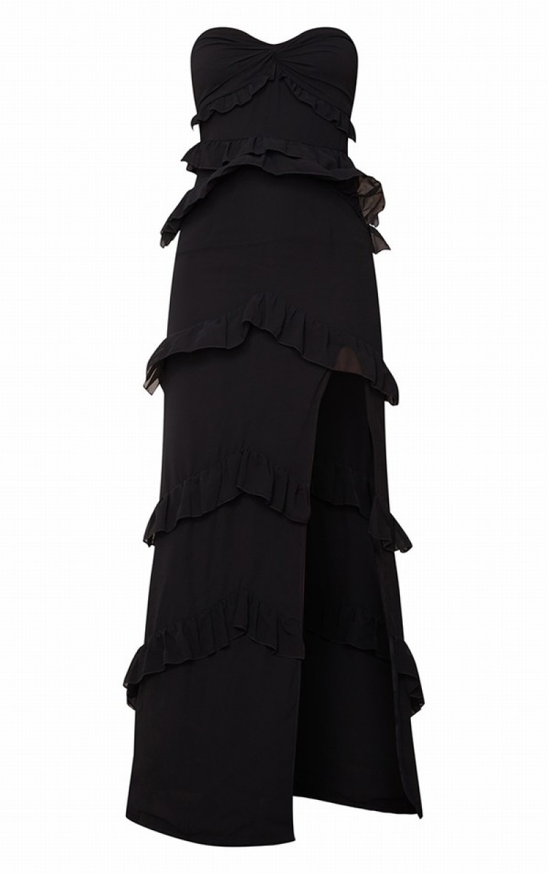 Rochie Pretty Little Thing Twist Bandeau TieMaxi Negrii | KEBY86571